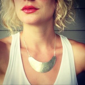 Silver Crescent Bib Necklace